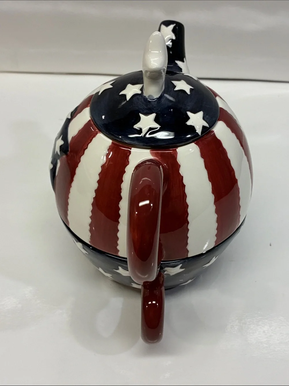 Patriotic Star Ceramic Teapot and Cup Set - Red, White & Blue